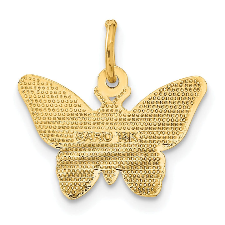 Lovely Rita's Pendants & Charms 14k Yellow Gold Solid Textured Back Polished Finish Butterfly Charm