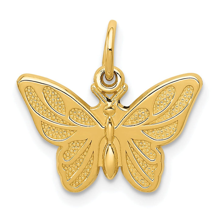 Lovely Rita's Pendants & Charms 14k Yellow Gold Solid Textured Back Polished Finish Butterfly Charm