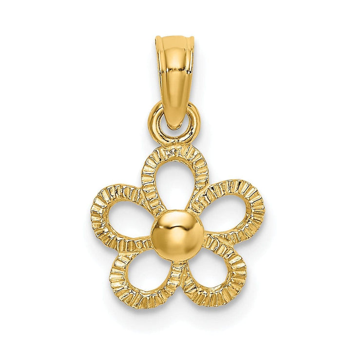 Lovely Rita's Pendants & Charms 14k Yellow Gold Solid Textured Back Polished Finish Mini Daisy Flower Charm Pendant