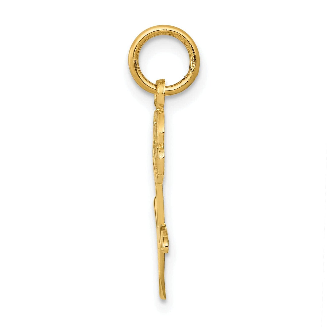 Lovely Rita's Pendants & Charms 14k Yellow Gold Solid Textured Back Polished Finish Rose Charm Pendant