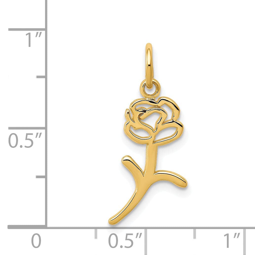 Lovely Rita's Pendants & Charms 14k Yellow Gold Solid Textured Back Polished Finish Rose Charm Pendant