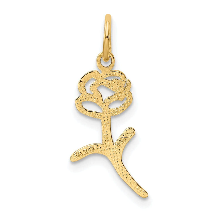 Lovely Rita's Pendants & Charms 14k Yellow Gold Solid Textured Back Polished Finish Rose Charm Pendant