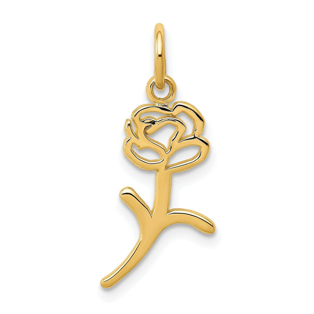 Lovely Rita's Pendants & Charms 14k Yellow Gold Solid Textured Back Polished Finish Rose Charm Pendant