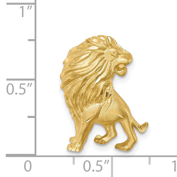 Lovely Rita's Pendants & Charms 14K Yellow Gold Solid Textured Brushed Diamond Cut Finish Lion Head Design Chain Slide Pendant