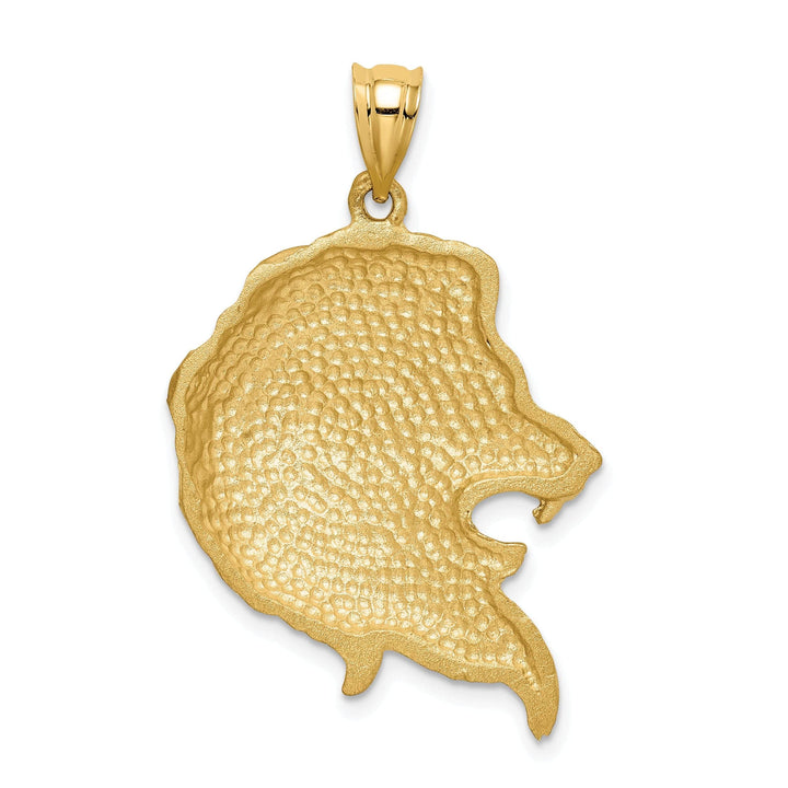 Lovely Rita's Pendants & Charms 14K Yellow Gold Solid Textured Brushed Diamond Cut Finish Lion Head Design Charm Pendant