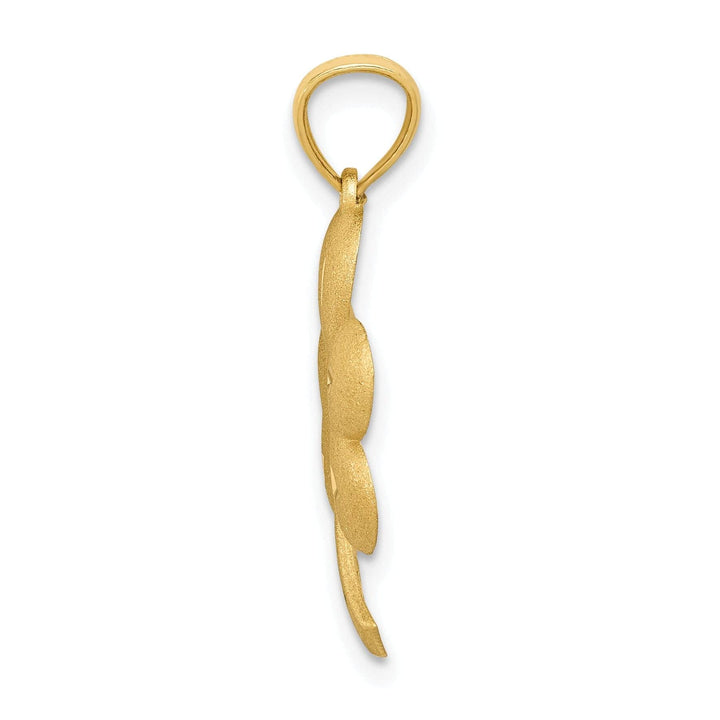 Lovely Rita's Pendants & Charms 14k Yellow Gold Solid Textured Brushed Diamond Cut Finish Shamrock Charm Pendant