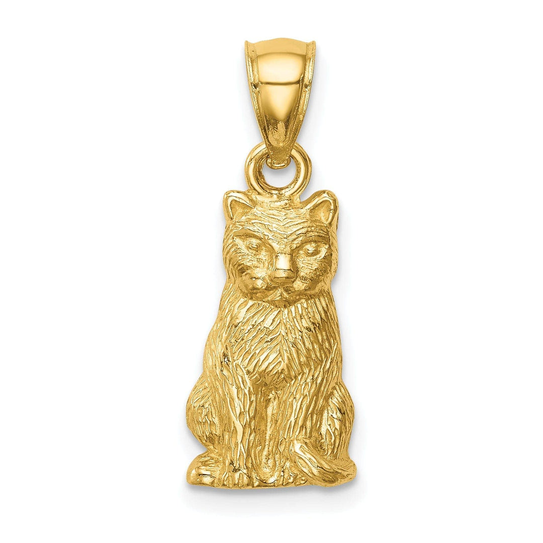Lovely Rita's Pendants & Charms 14K Yellow Gold Solid Textured Brushed Finish Cat Sitting Charm Pendant