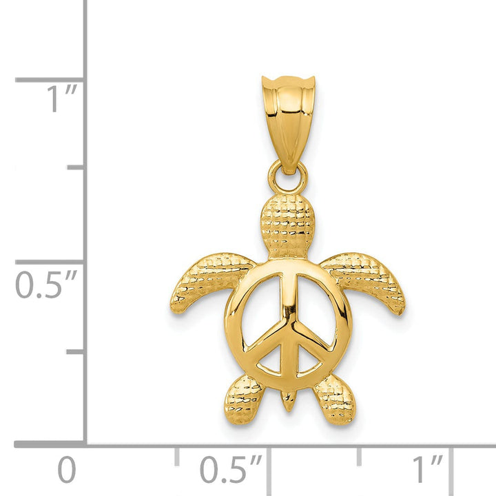Lovely Rita's Pendants & Charms 14k Yellow Gold Solid Textured Casted Polished Finish Peace Men's Turtle Charm Pendant
