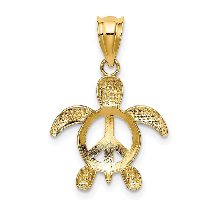 Lovely Rita's Pendants & Charms 14k Yellow Gold Solid Textured Casted Polished Finish Peace Men's Turtle Charm Pendant