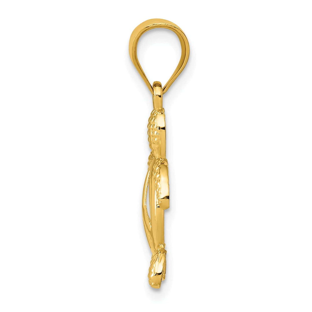 Lovely Rita's Pendants & Charms 14k Yellow Gold Solid Textured Casted Polished Finish Peace Men's Turtle Charm Pendant