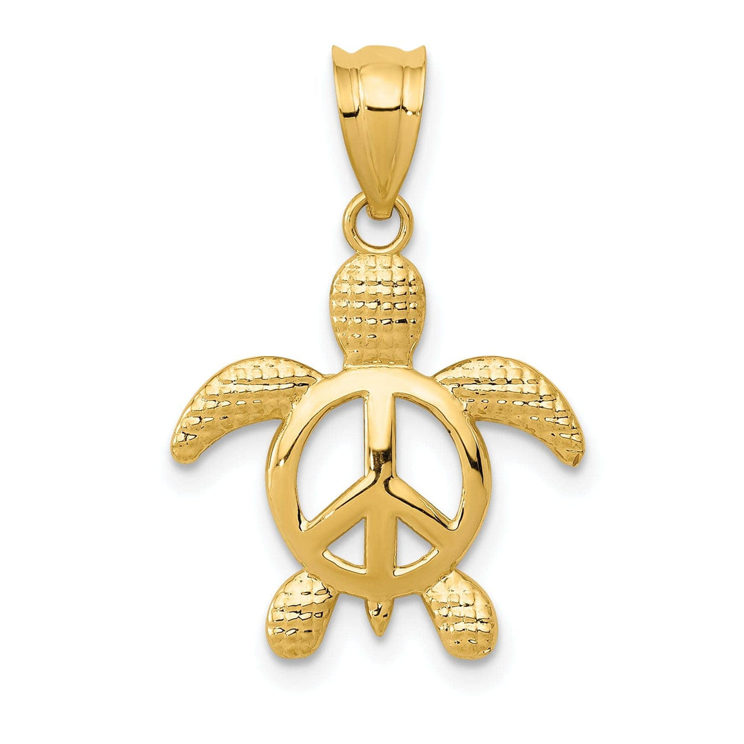 Lovely Rita's Pendants & Charms 14k Yellow Gold Solid Textured Casted Polished Finish Peace Men's Turtle Charm Pendant