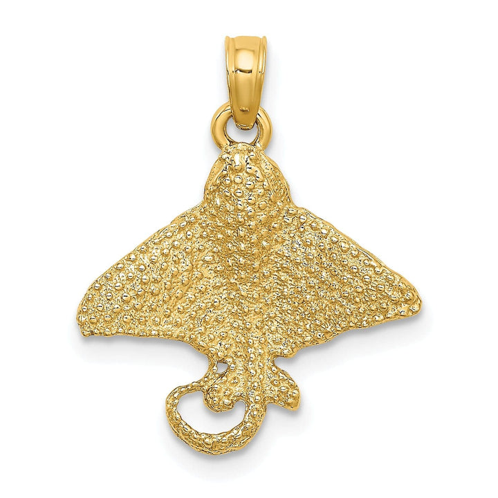 Lovely Rita's Pendants & Charms 14K Yellow Gold Solid Textured Casted Polished Finish Spotted Eagle Ray Charm Pendant