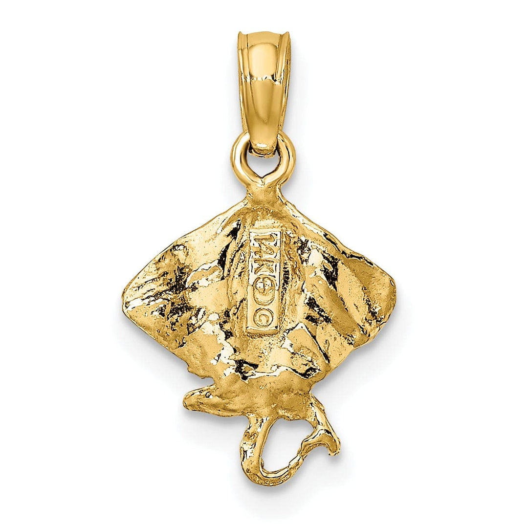 Lovely Rita's Pendants & Charms 14K Yellow Gold Solid Textured Casted Polished Finish Stingray Charm Pendant