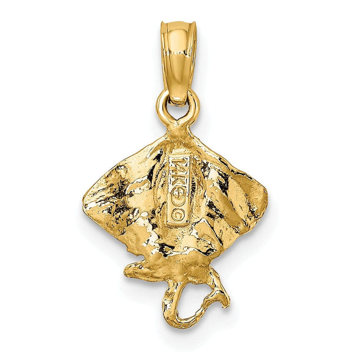 Lovely Rita's Pendants & Charms 14K Yellow Gold Solid Textured Casted Polished Finish Stingray Charm Pendant