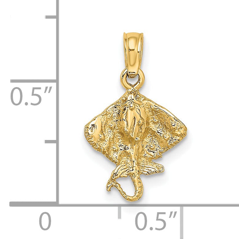Lovely Rita's Pendants & Charms 14K Yellow Gold Solid Textured Casted Polished Finish Stingray Charm Pendant
