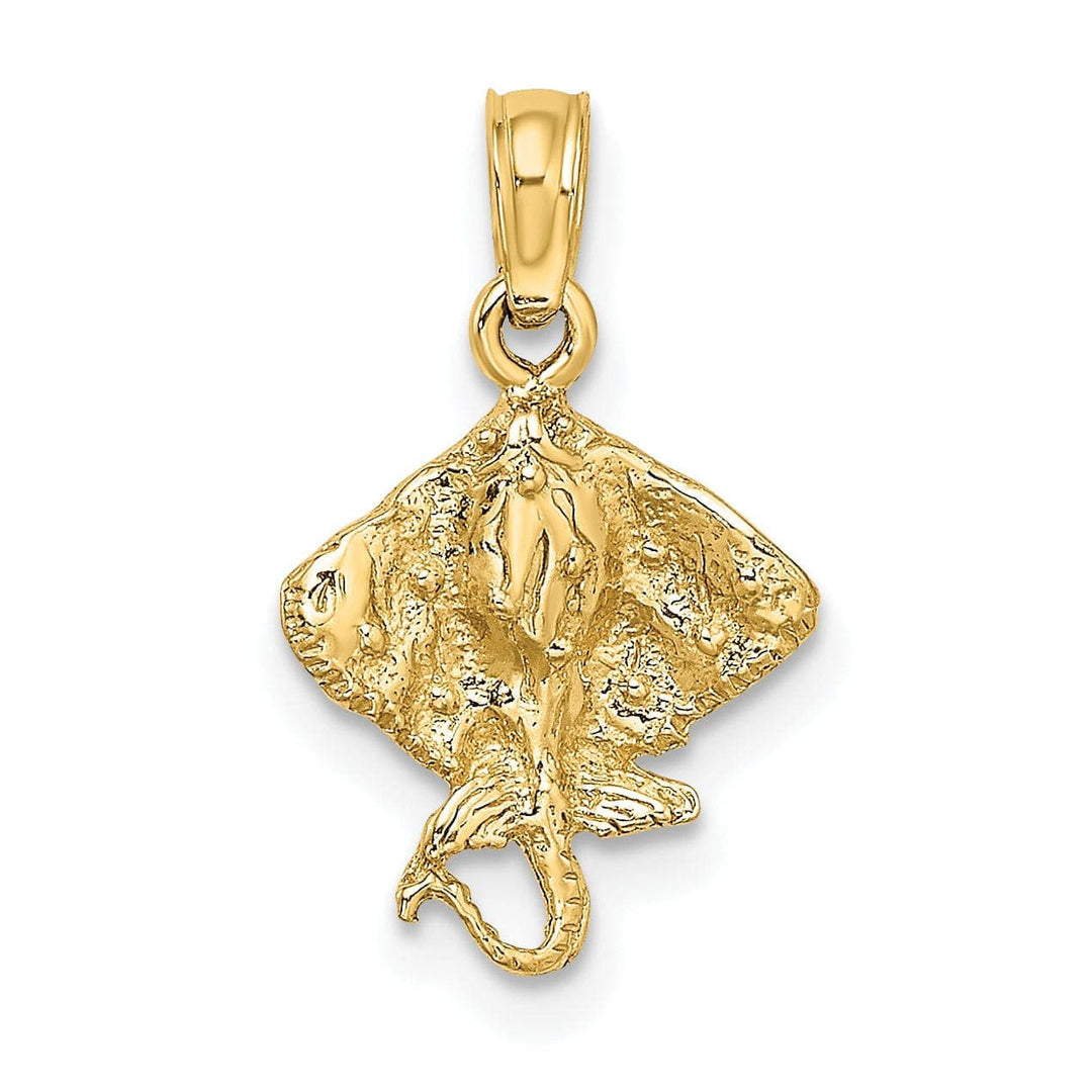 Lovely Rita's Pendants & Charms 14K Yellow Gold Solid Textured Casted Polished Finish Stingray Charm Pendant