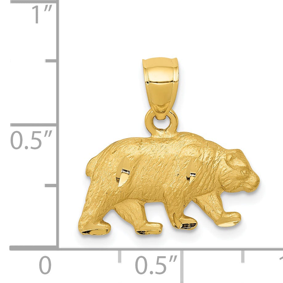 Lovely Rita's Pendants & Charms 14K Yellow Gold Solid Textured Diamond Cut Finish Bear Charm Pendant