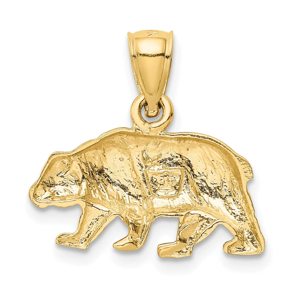 Lovely Rita's Pendants & Charms 14K Yellow Gold Solid Textured Diamond Cut Finish Bear Charm Pendant