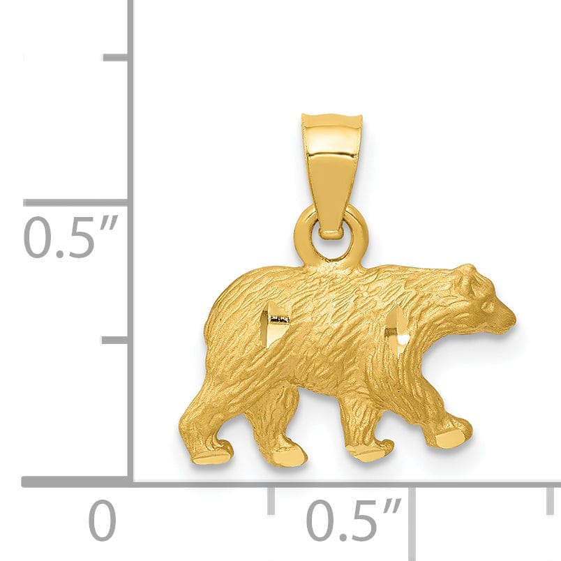 Lovely Rita's Pendants & Charms 14K Yellow Gold Solid Textured Diamond Cut Finish Bear Walking Charm Pendant