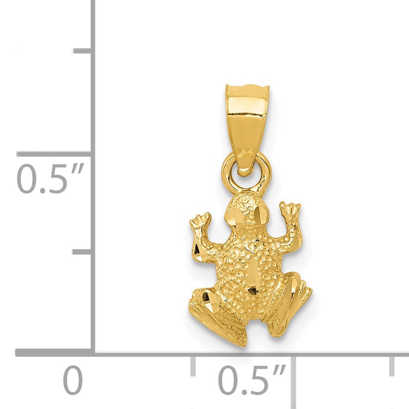 Lovely Rita's Pendants & Charms 14K Yellow Gold Solid Textured Diamond Cut Finish Frog Charm Pendant