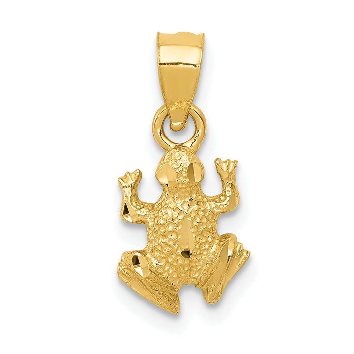 Lovely Rita's Pendants & Charms 14K Yellow Gold Solid Textured Diamond Cut Finish Frog Charm Pendant