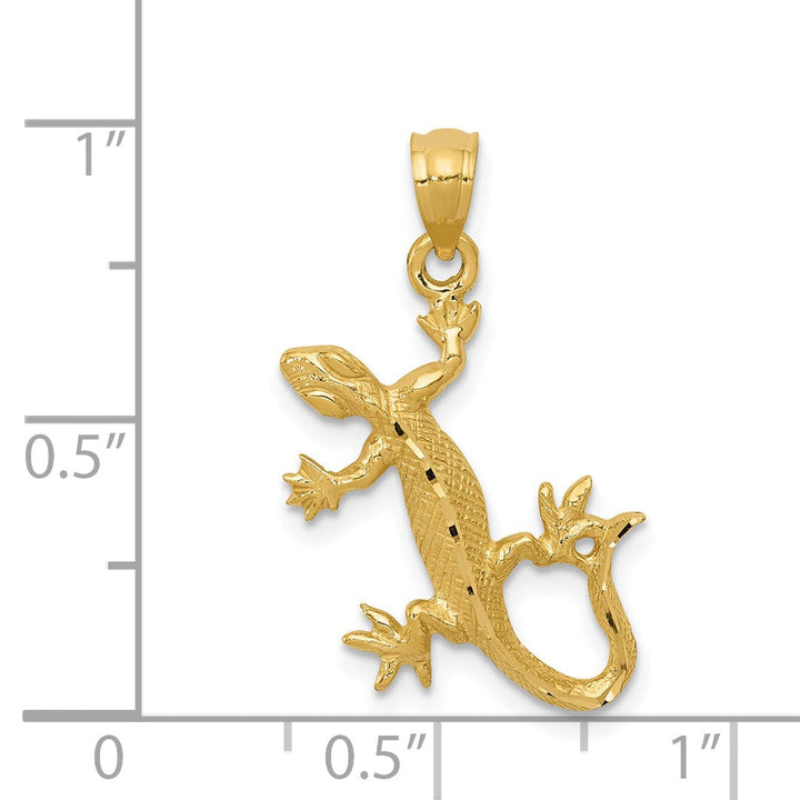 Lovely Rita's Pendants & Charms 14k Yellow Gold Solid Textured Diamond Cut Finish Lizard Charm Pendant