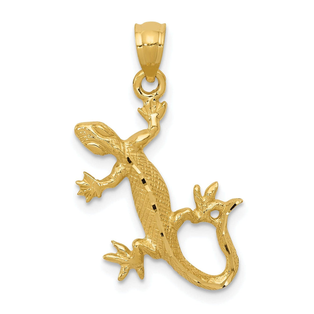 Lovely Rita's Pendants & Charms 14k Yellow Gold Solid Textured Diamond Cut Finish Lizard Charm Pendant