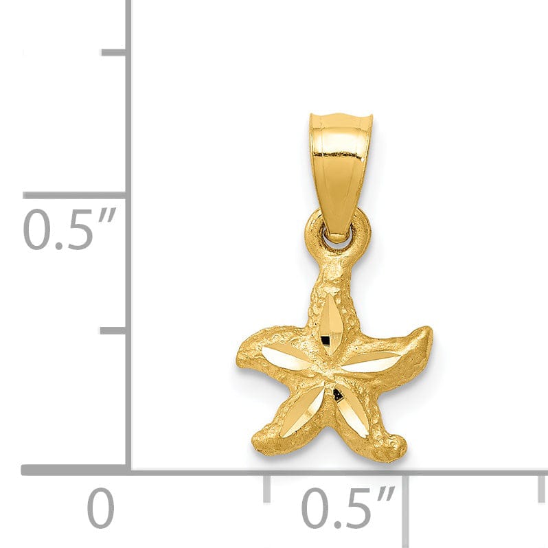 Lovely Rita's Pendants & Charms 14K Yellow Gold Solid Textured Diamond Cut Polished Finish Starfish Charm Pendant