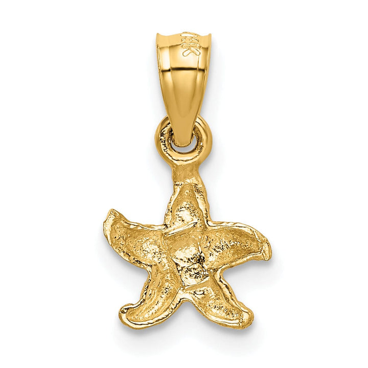 Lovely Rita's Pendants & Charms 14K Yellow Gold Solid Textured Diamond Cut Polished Finish Starfish Charm Pendant