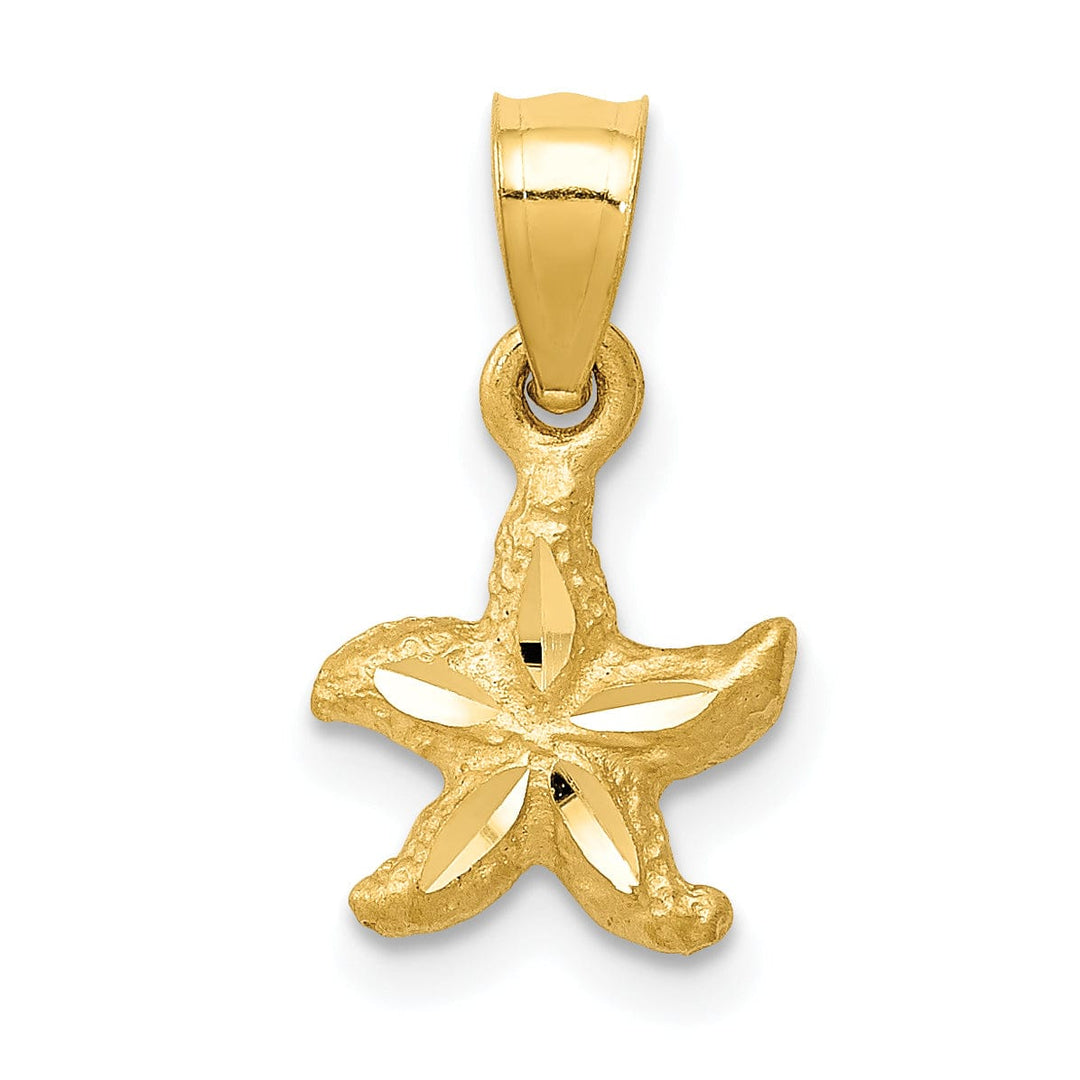 Lovely Rita's Pendants & Charms 14K Yellow Gold Solid Textured Diamond Cut Polished Finish Starfish Charm Pendant