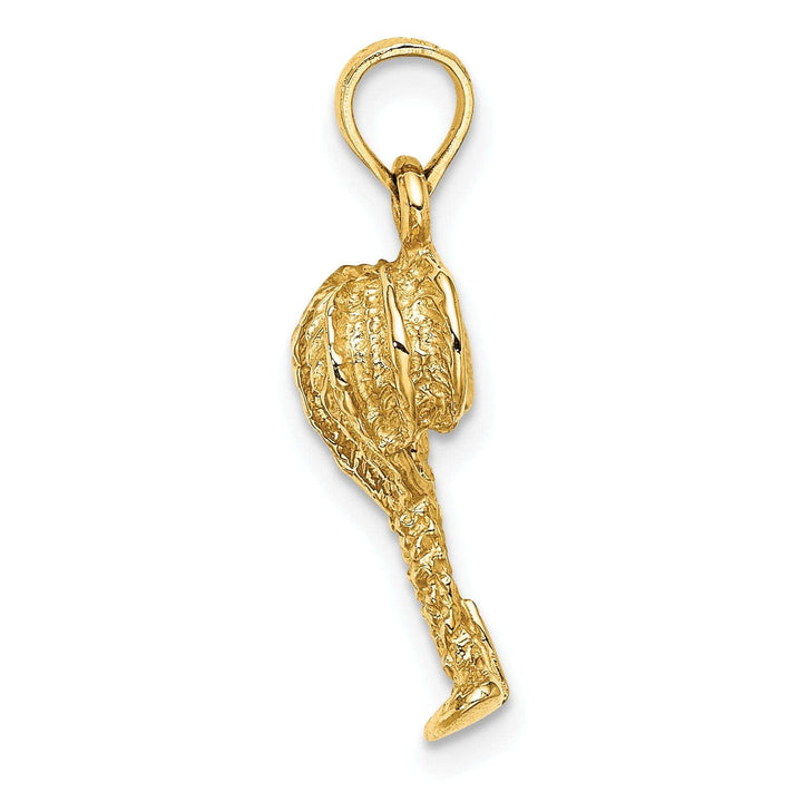 Lovely Rita's Pendants & Charms 14K Yellow Gold Solid Textured Finish 2-Dimensional Concave Shape Palm Tree with Coconuts Charm Pendant