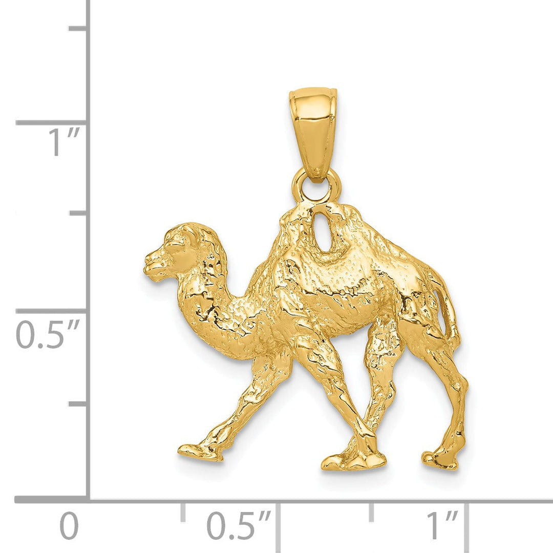 Lovely Rita's Pendants & Charms 14k Yellow Gold Solid Textured Finish 3-Dimensional Camel Design Charm Pendant