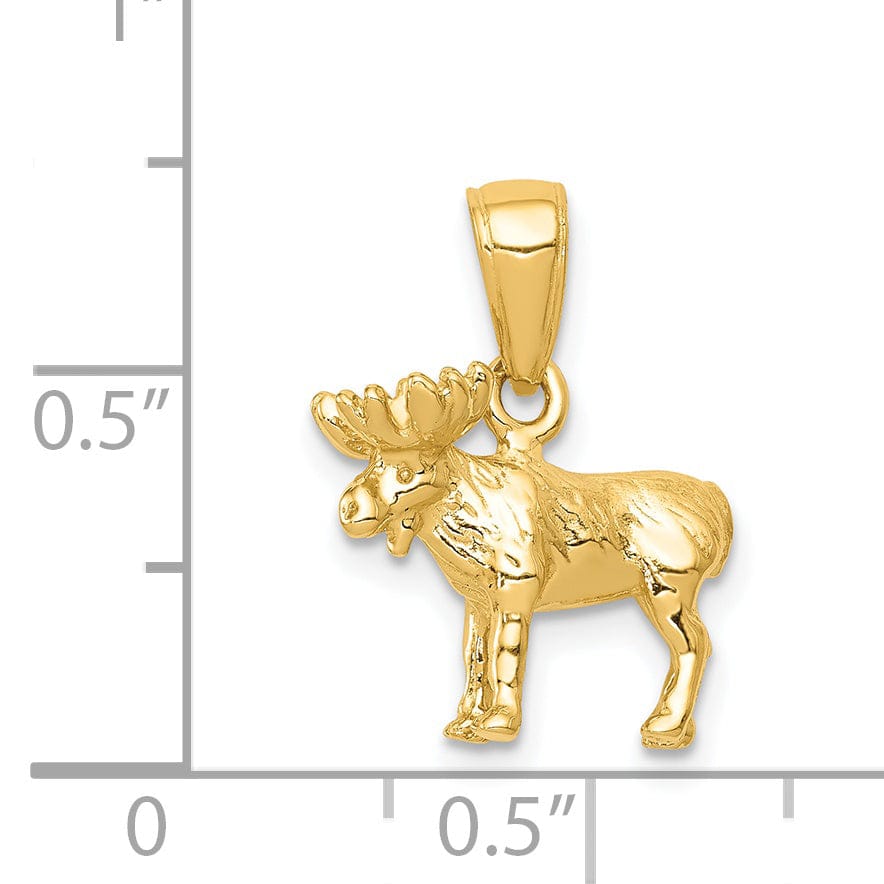 Lovely Rita's Pendants & Charms 14k Yellow Gold Solid Textured Finish 3-Dimensional Moose Charm Pendant