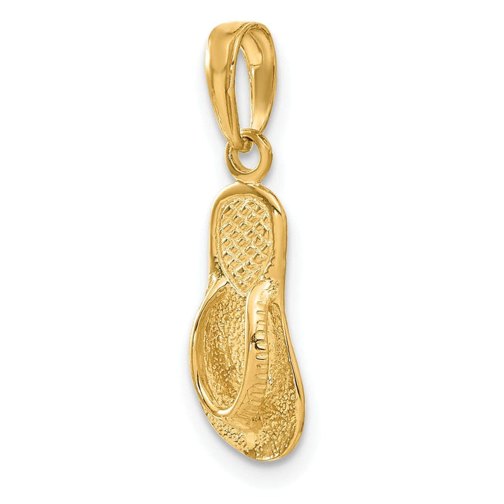 Lovely Rita's Pendants & Charms 14k Yellow Gold Solid Textured Finish 3-Dmensonal Single Flip-Flop Sandle Charm Pendant