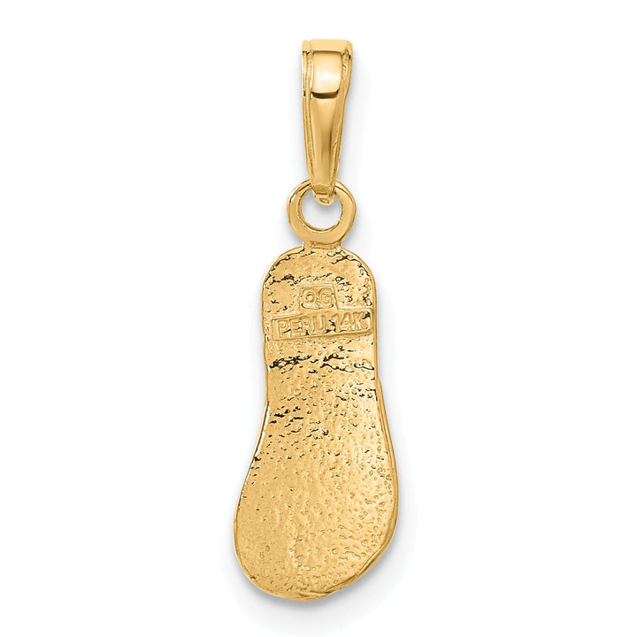 Lovely Rita's Pendants & Charms 14k Yellow Gold Solid Textured Finish 3-Dmensonal Single Flip-Flop Sandle Charm Pendant