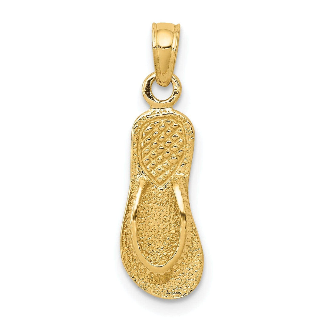 Lovely Rita's Pendants & Charms 14k Yellow Gold Solid Textured Finish 3-Dmensonal Single Flip-Flop Sandle Charm Pendant