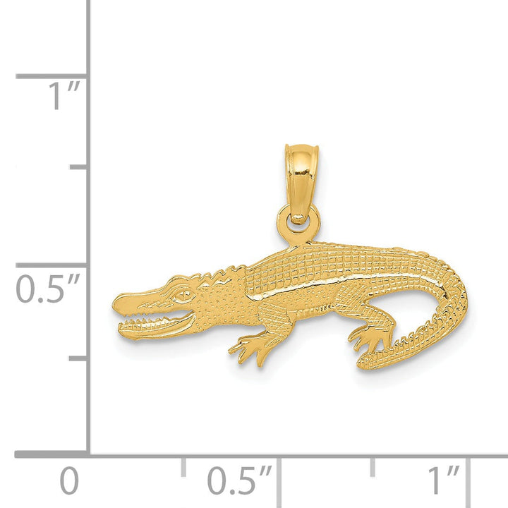 Lovely Rita's Pendants & Charms 14k Yellow Gold Solid Textured Finish Alligator Charm Pendant