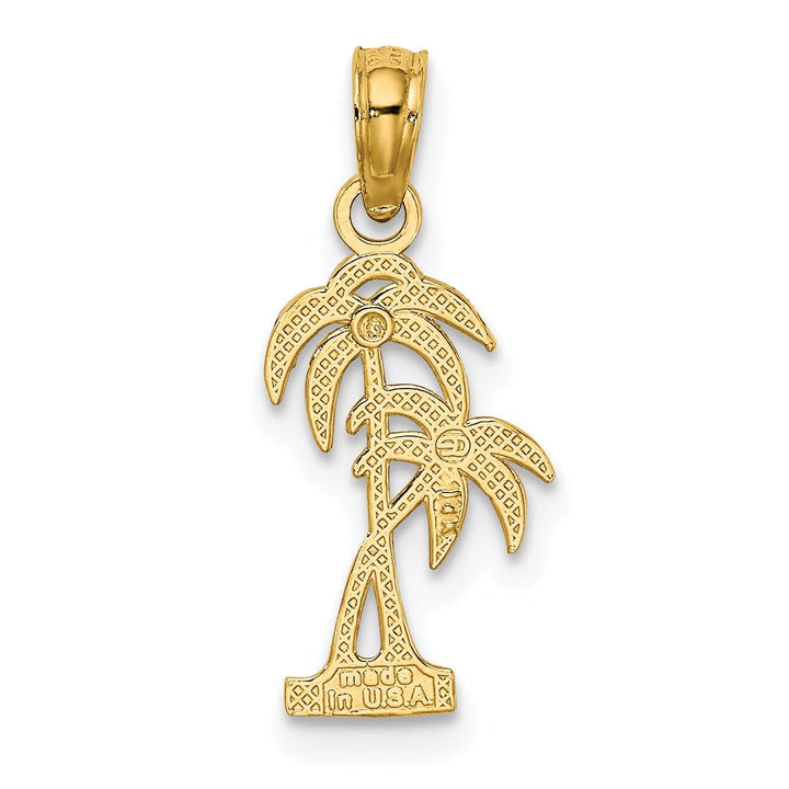 Lovely Rita's Pendants & Charms 14K Yellow Gold Solid Textured Finish Double Palm Tree Design Charm Pendant