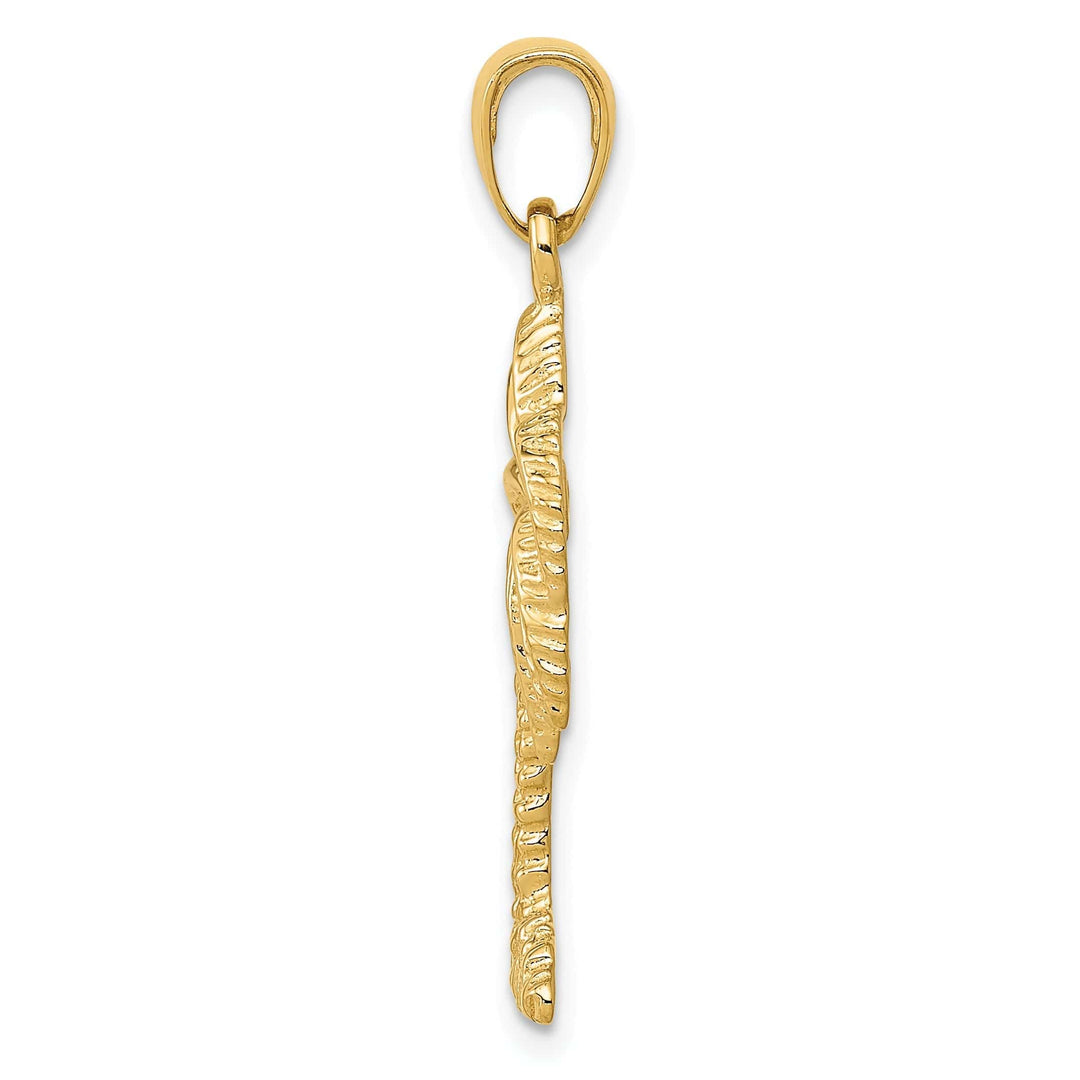 Lovely Rita's Pendants & Charms 14k Yellow Gold Solid Textured Finish Men's Palm Tree Charm Pendant