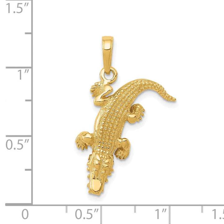 Lovely Rita's Pendants & Charms 14k Yellow Gold Solid Textured Finish Moveable Alligator Charm Pendant