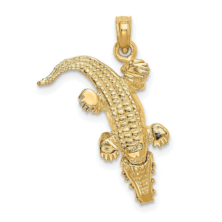 Lovely Rita's Pendants & Charms 14k Yellow Gold Solid Textured Finish Moveable Alligator Charm Pendant