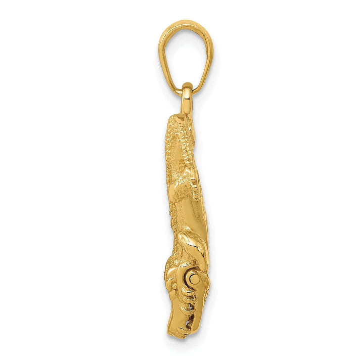 Lovely Rita's Pendants & Charms 14k Yellow Gold Solid Textured Finish Moveable Alligator Charm Pendant