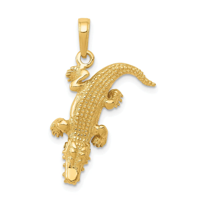 Lovely Rita's Pendants & Charms 14k Yellow Gold Solid Textured Finish Moveable Alligator Charm Pendant