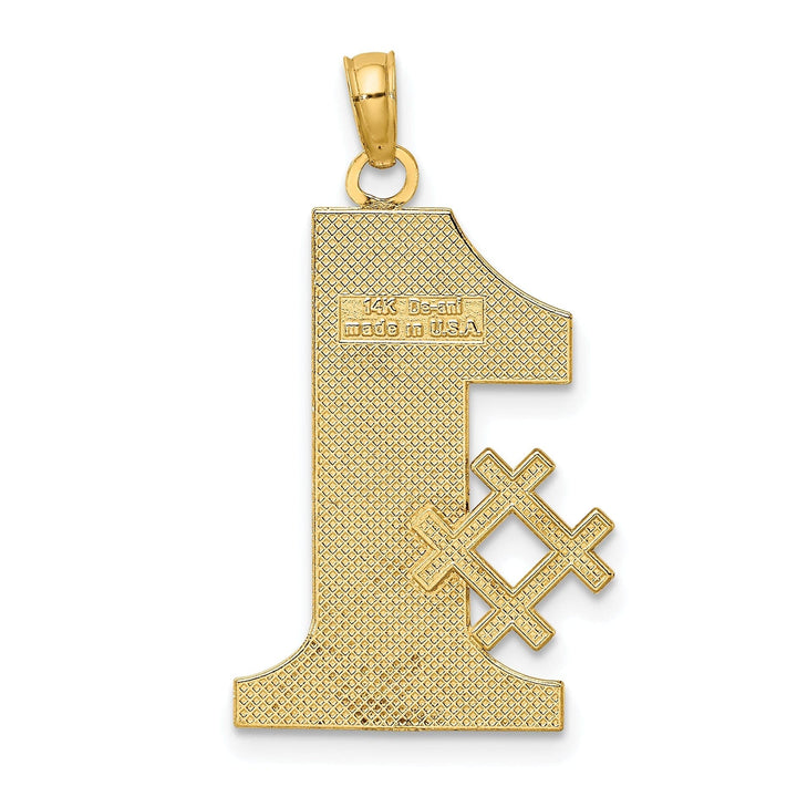 Lovely Rita's Pendants & Charms 14k Yellow Gold Solid Textured Finish Vertical Script #1 DAD Design Charm Pendant