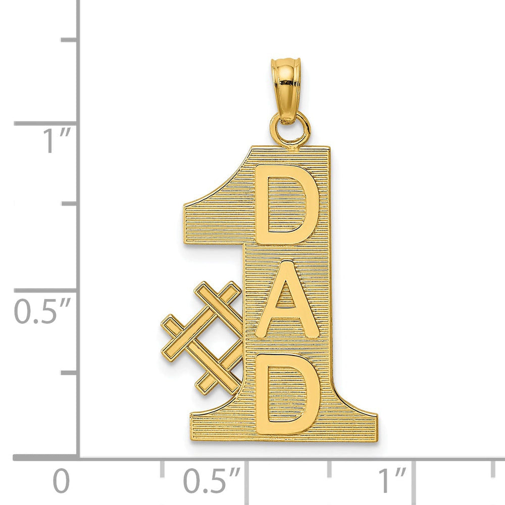 Lovely Rita's Pendants & Charms 14k Yellow Gold Solid Textured Finish Vertical Script #1 DAD Design Charm Pendant