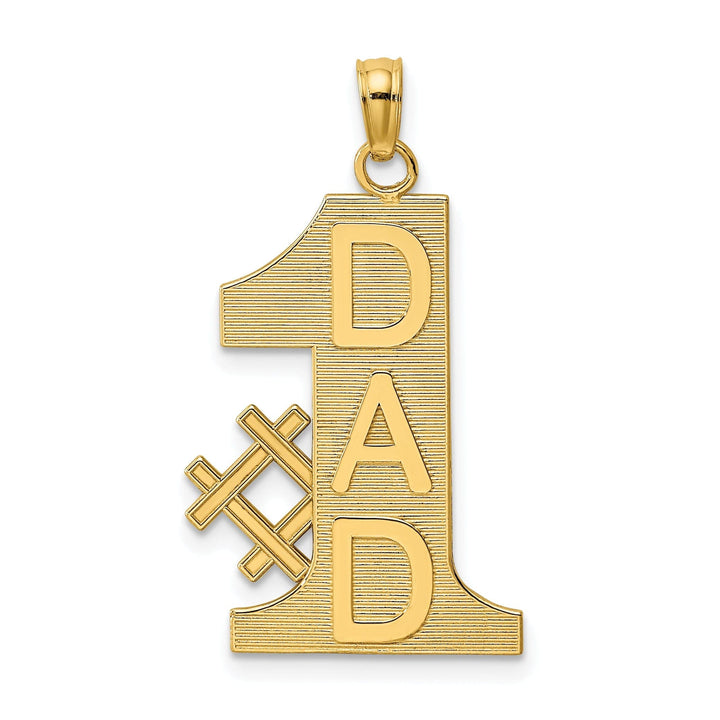 Lovely Rita's Pendants & Charms 14k Yellow Gold Solid Textured Finish Vertical Script #1 DAD Design Charm Pendant