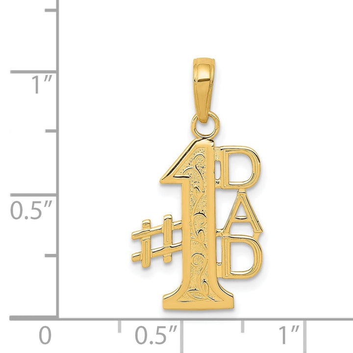 Lovely Rita's Pendants & Charms 14k Yellow Gold Solid Textured Finish Vertical Script Design #1 DAD Charm Pendant