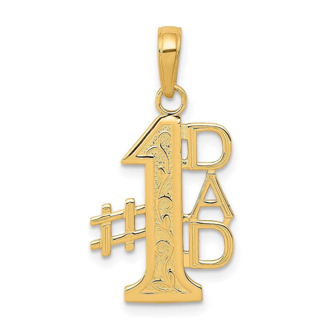Lovely Rita's Pendants & Charms 14k Yellow Gold Solid Textured Finish Vertical Script Design #1 DAD Charm Pendant