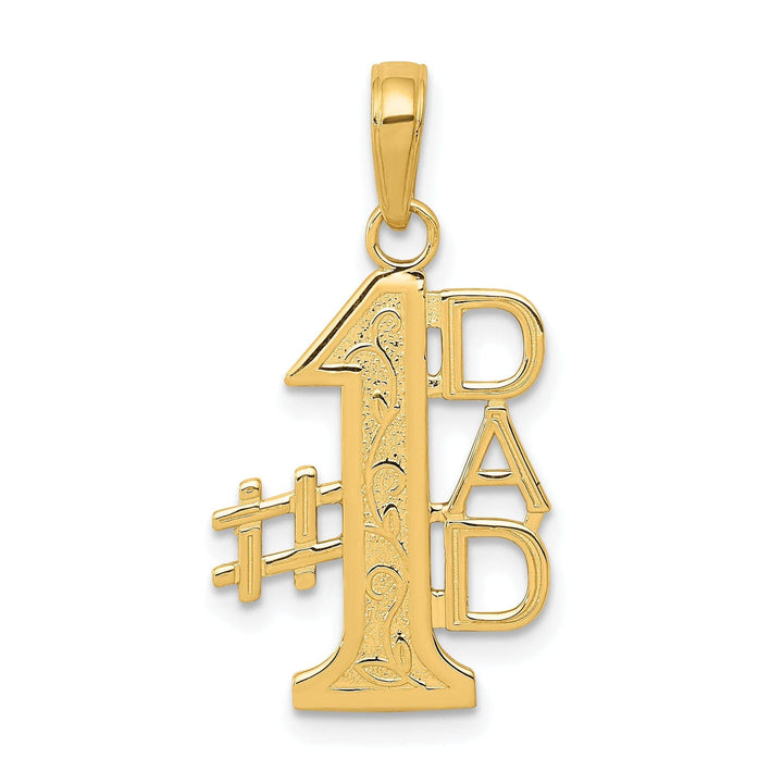 Lovely Rita's Pendants & Charms 14k Yellow Gold Solid Textured Finish Vertical Script Design #1 DAD Charm Pendant