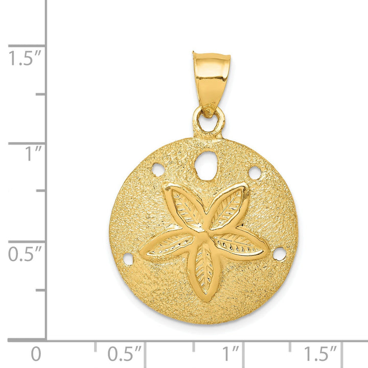 Lovely Rita's Pendants & Charms 14k Yellow Gold Solid Textured Polish Finish Laser Cut Sea Sand Dollar Charm Pendant